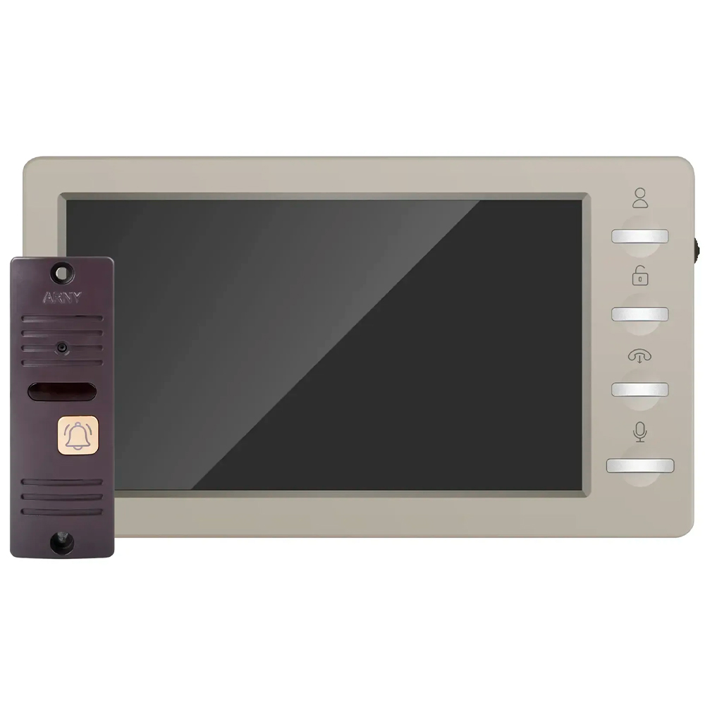 Комплект видеодомофона ARNY AVD-7008FHD (AVD-708 2 МП + AVP-05 2 МП) Beige + Brown