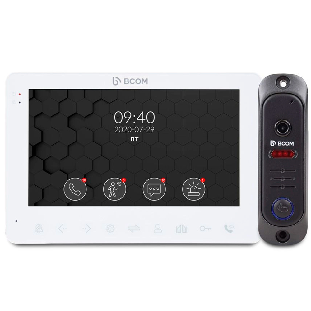Комплект відеодомофона BCOM BD-780 White Kit: відеодомофон 7" і відеопанель