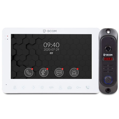 Комплект відеодомофона BCOM BD-780 White Kit: відеодомофон 7" і відеопанель