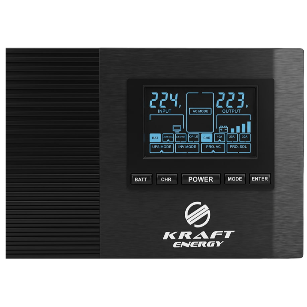 Інвертор Kraft KRF-AVR600VA/500W-12V з правильною синусоїдою під зовнішній акумулятор