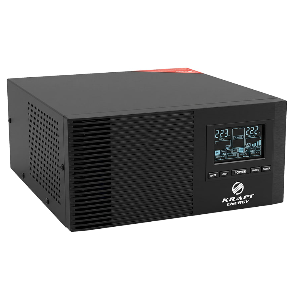 Інвертор Kraft KRF-AVR600VA/500W-12V з правильною синусоїдою під зовнішній акумулятор