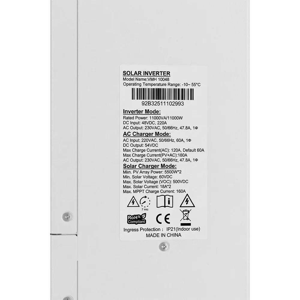 Гибридный инвертор 11kW Kraft VMH-10048 DC48V, 2MPPT, off-grid для солнечных панелей