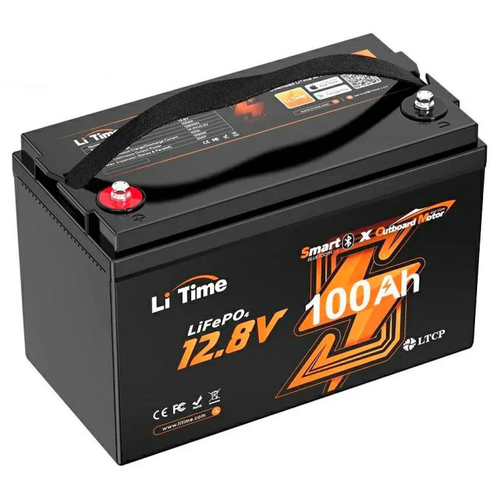 Аккумуляторная батарея LiFePO4 с Bluetooth Li Time L12V100-100-OBM-BT-4-A100 12.8 В / 100 А·ч