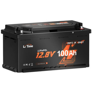 Акумуляторна батарея літій-залізо-фосфатна з Bluetooth 12.8В 100А*год LiFePO4 LiTime H190 L12V100-100-H190-BT-4-AC150
