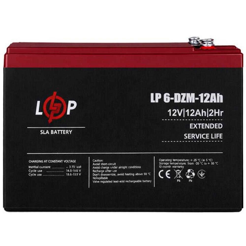 Тяговой свинцово-кислотный AGM аккумулятор LogicPower LP 6-DZM-12 Ah под Болт М5