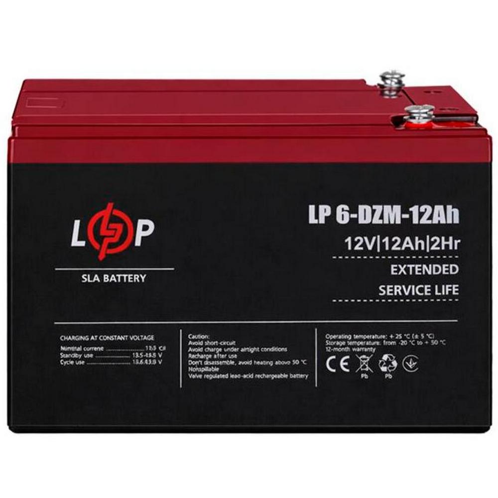 Тяговой свинцово-кислотный AGM аккумулятор LogicPower LP 6-DZM-12 Ah под Болт М5