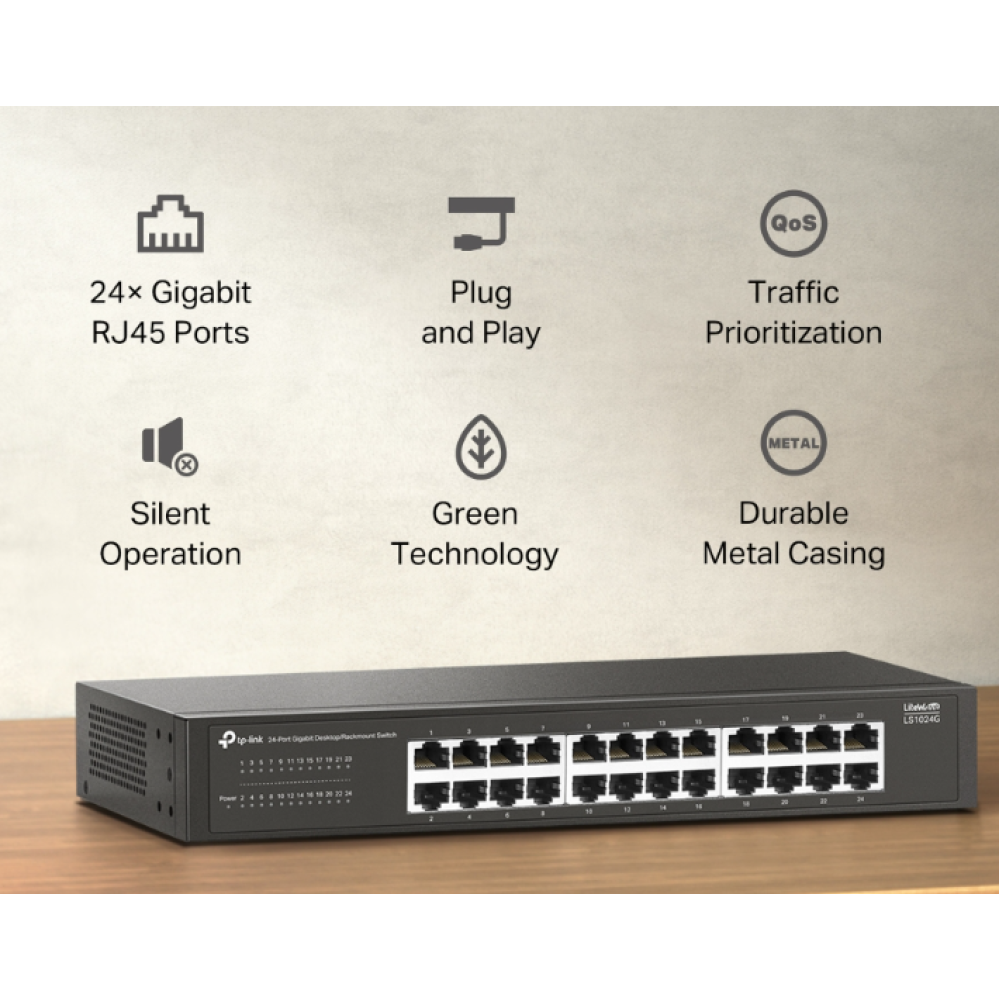 24-портовый коммутатор TP-Link LS1024G неуправляемый