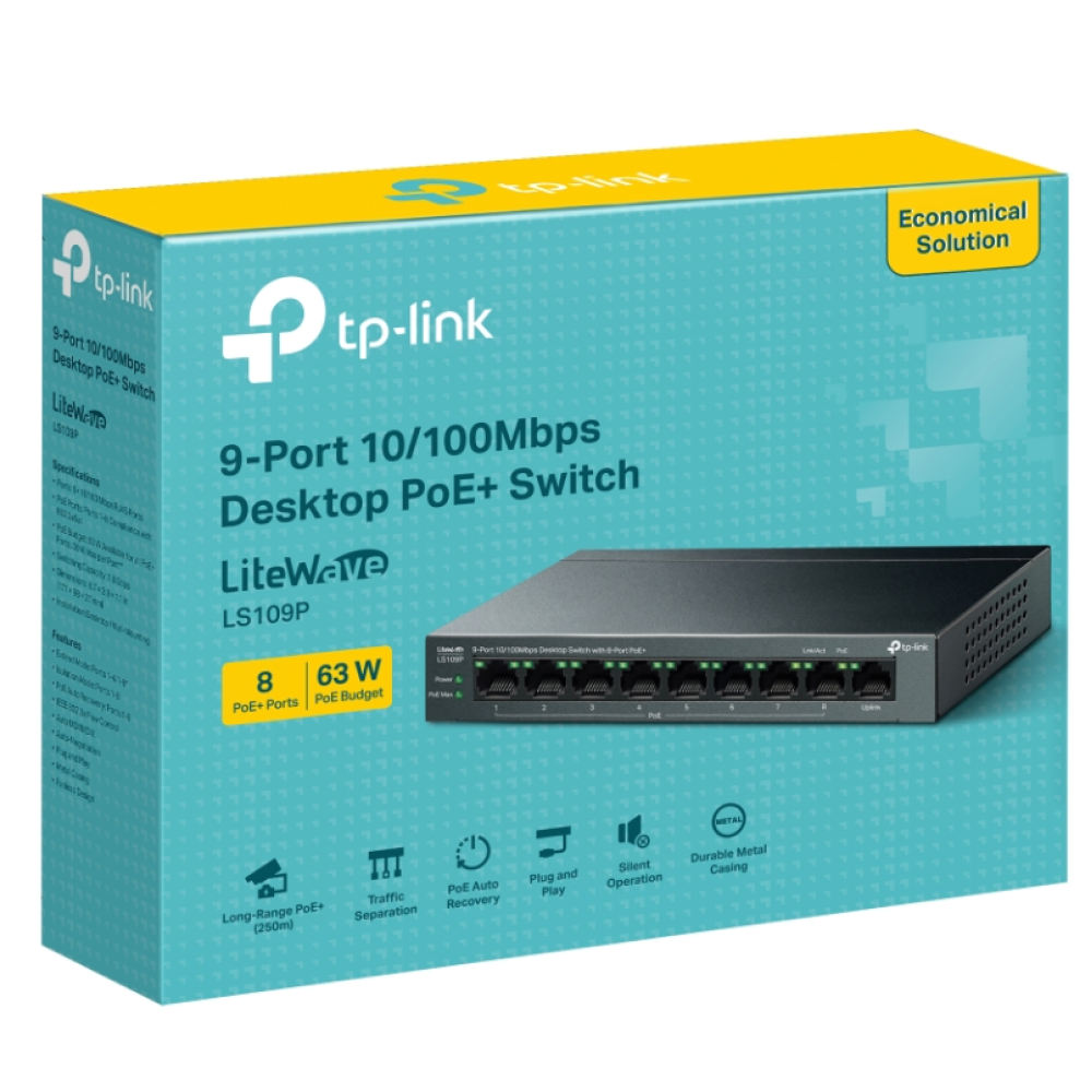 8-портовый коммутатор TP-Link LS109P управляемый