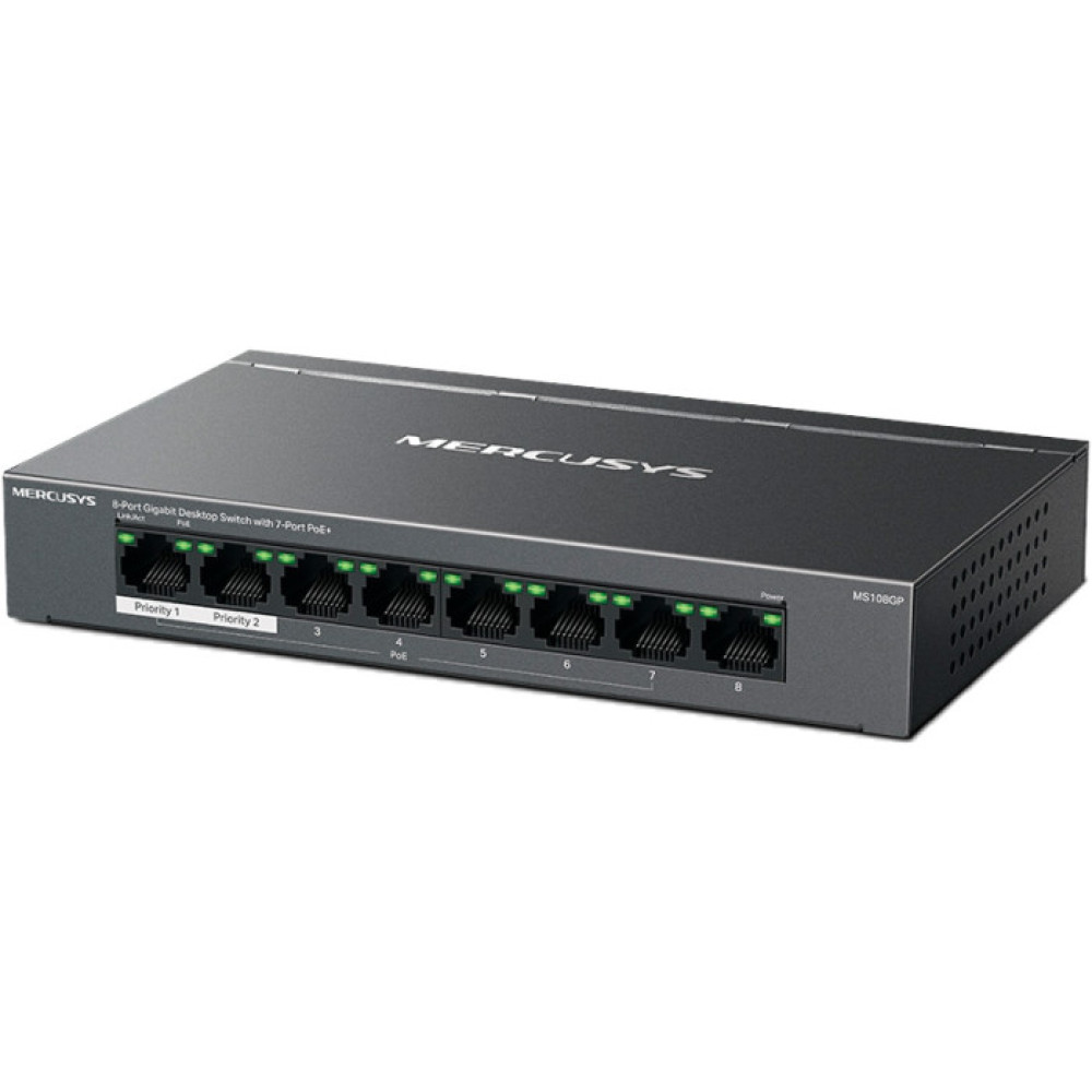 8-портовый PoE-коммутатор Mercusys MS108GP неуправляемый
