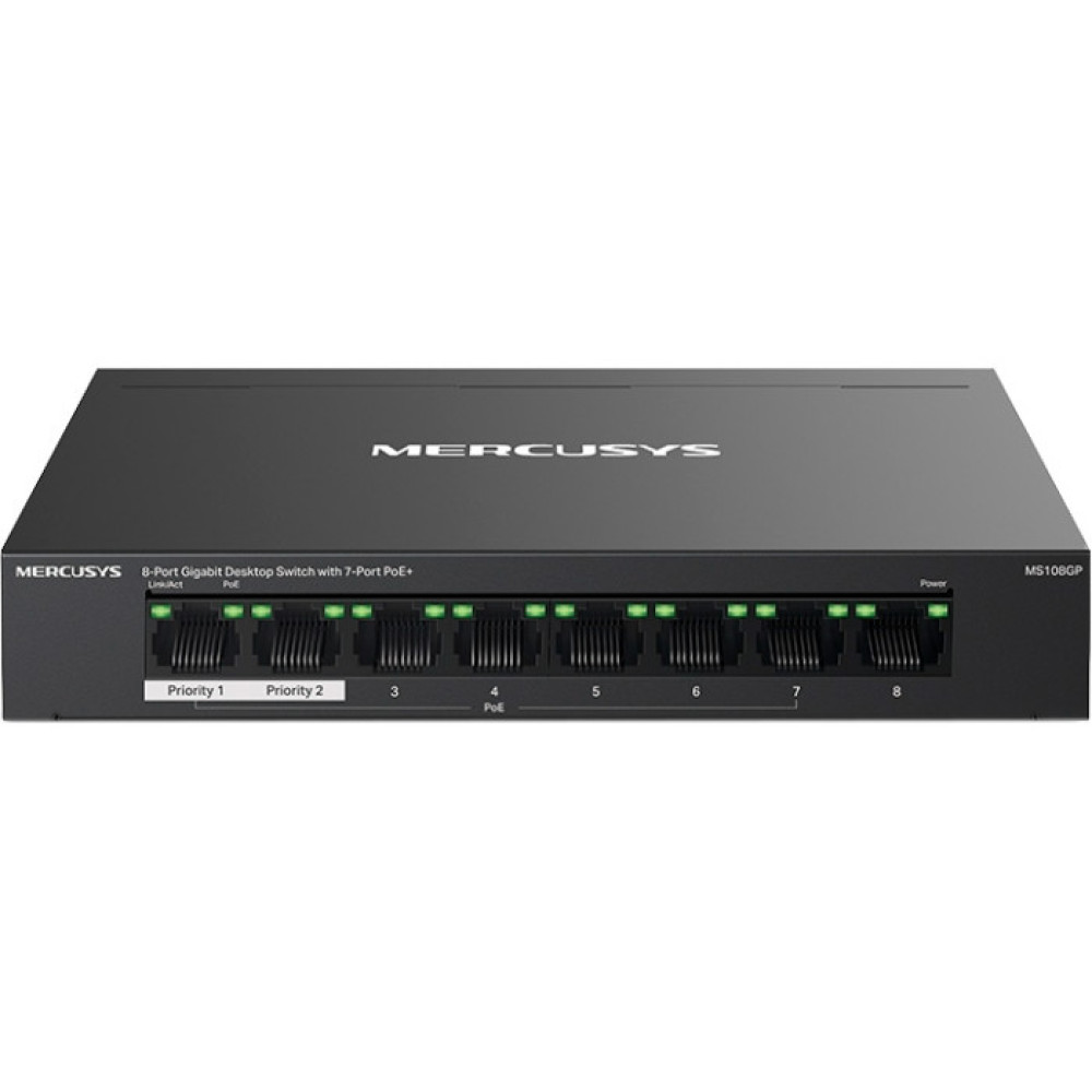8-портовый PoE-коммутатор Mercusys MS108GP неуправляемый