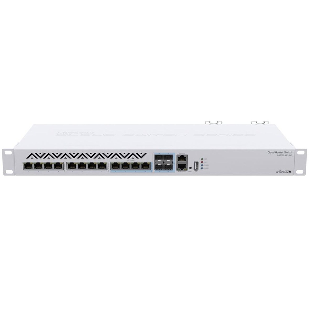 14-портовий комутатор MikroTik CRS312-4C+8XG-RM (8xGE PoE, 4xCombo, USB, 1хRJ45) керований