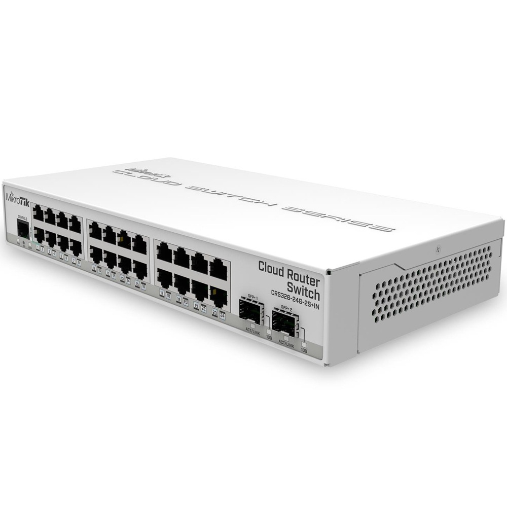 27-портовый коммутатор MikroTik CRS326-24G-2S+IN управляемый