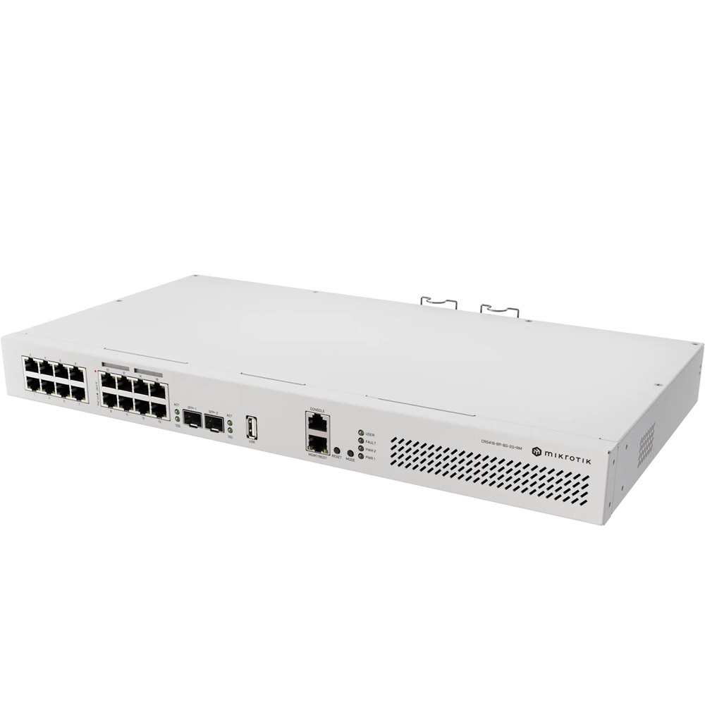 20-портовый коммутатор MikroTik CRS418-8P-8G-2S+RM управляемый