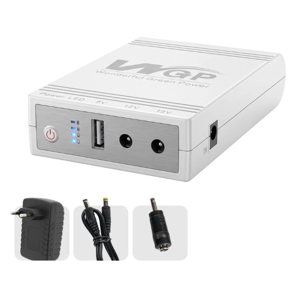 Джерело безперебійного живлення з блоком живлення Mini UPS WGP UPS103C Quick Charge 20000mAh 5V/12V/12V, Li-ion 4*5Ah, для роутера та оптичного терміналу