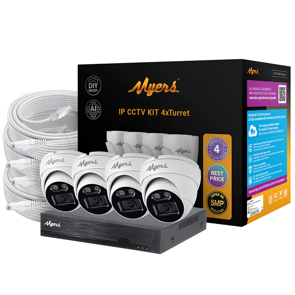 5 МП IP-комплект відеоспостереження Myers 4CH KIT 4xTurret