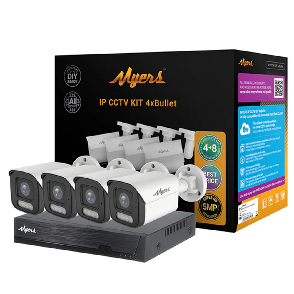 5 МП IP-комплект відеоспостереження Myers 8CH KIT 4xBullet