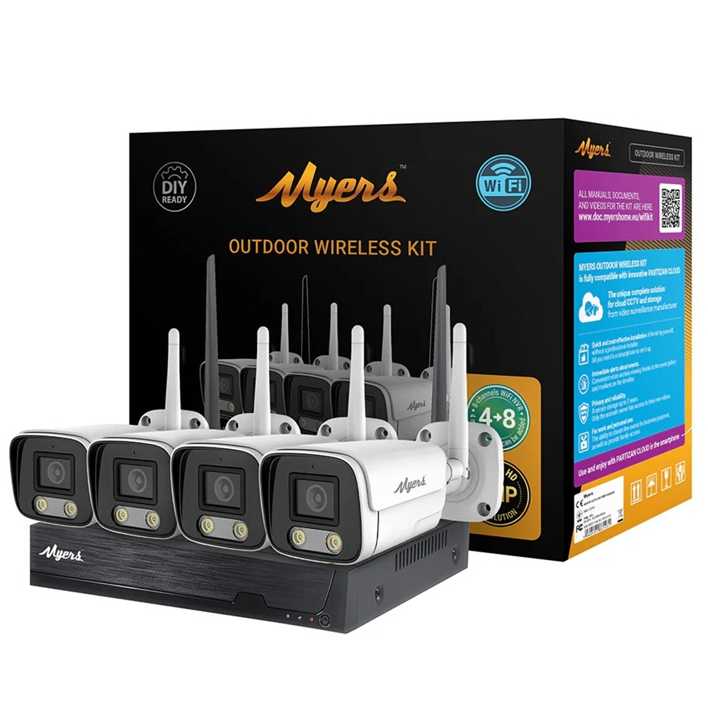 5 Мп IP-комплект відеоспостереження Myers 8CH WIFI KIT 5MP 4xBullet