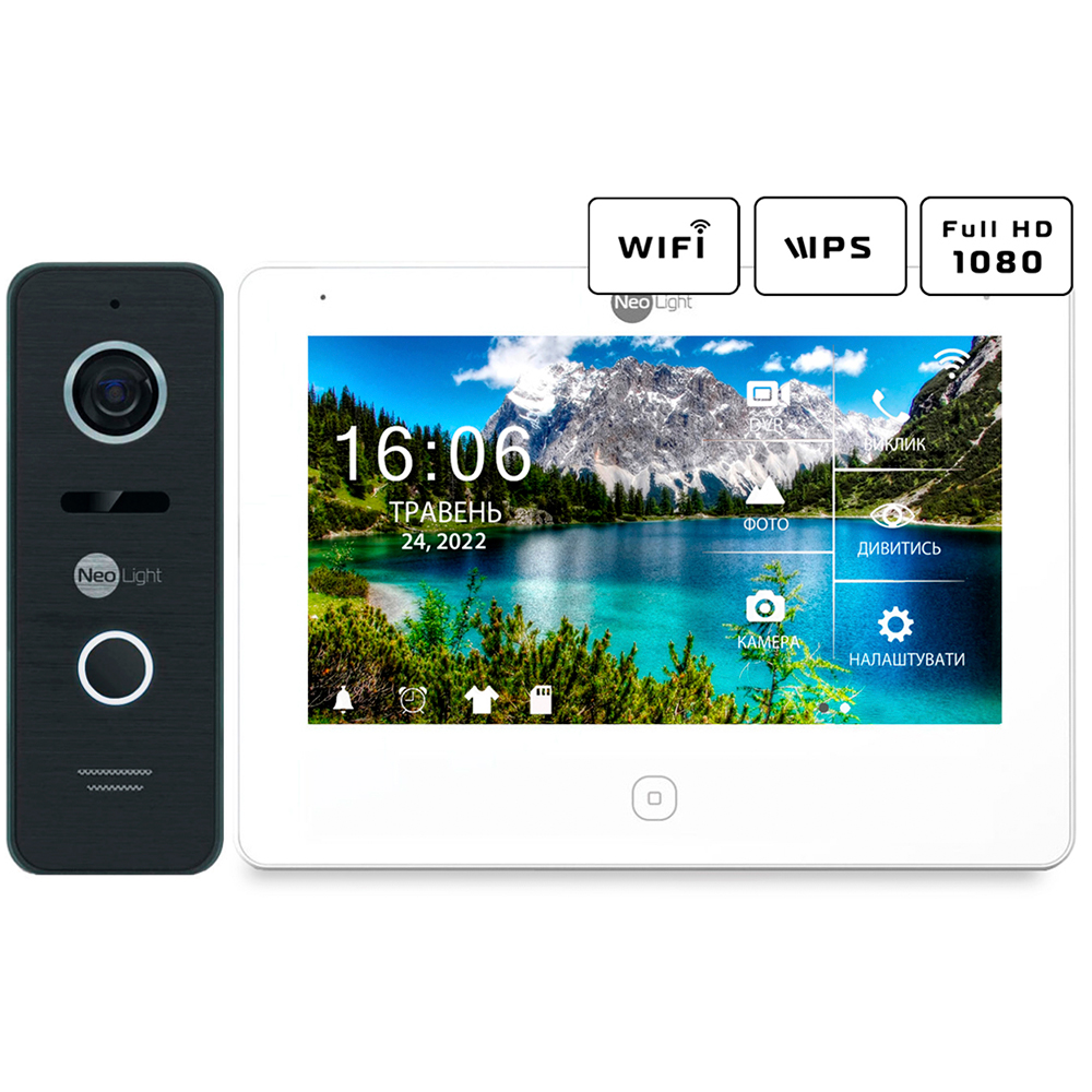 Комплект відеодомофону NeoLight NeoKIT HD Pro WF black