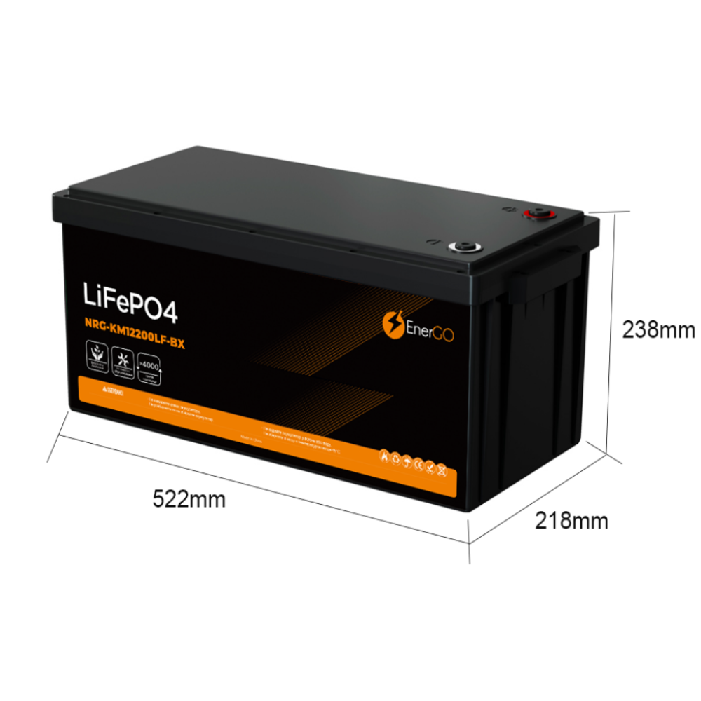 Акумулятор EnerGo LiFePO4 12V 200Ah Bluetooth (NRG-KM12200LF-BX-BT)