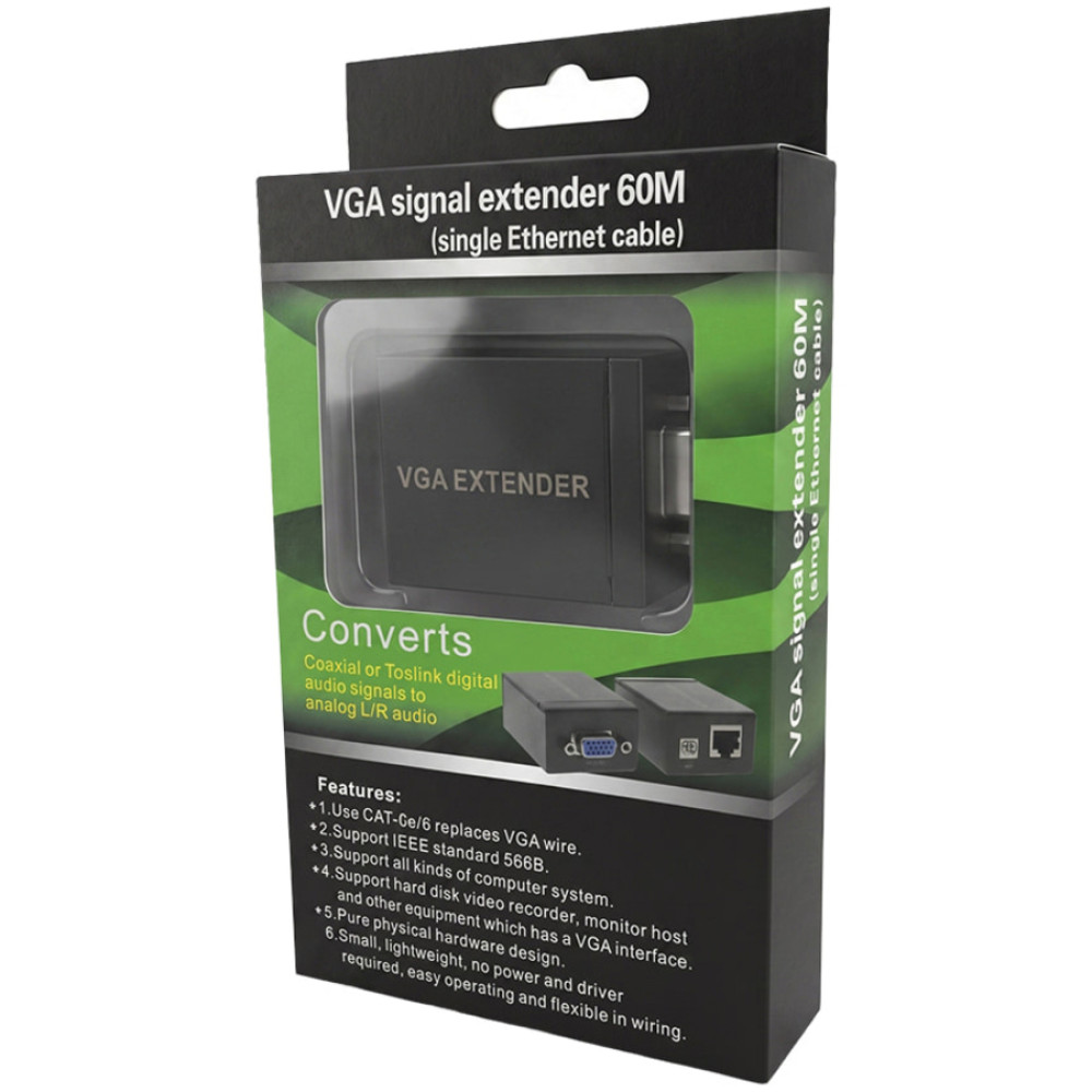 Подовжувач відеосигналу VGA 60m NVC RJ45 to VGA Cat5e Cat6