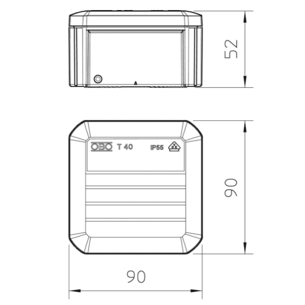 Коробка розгалудження OBO Bettermann Т40 90х90х52 IР55