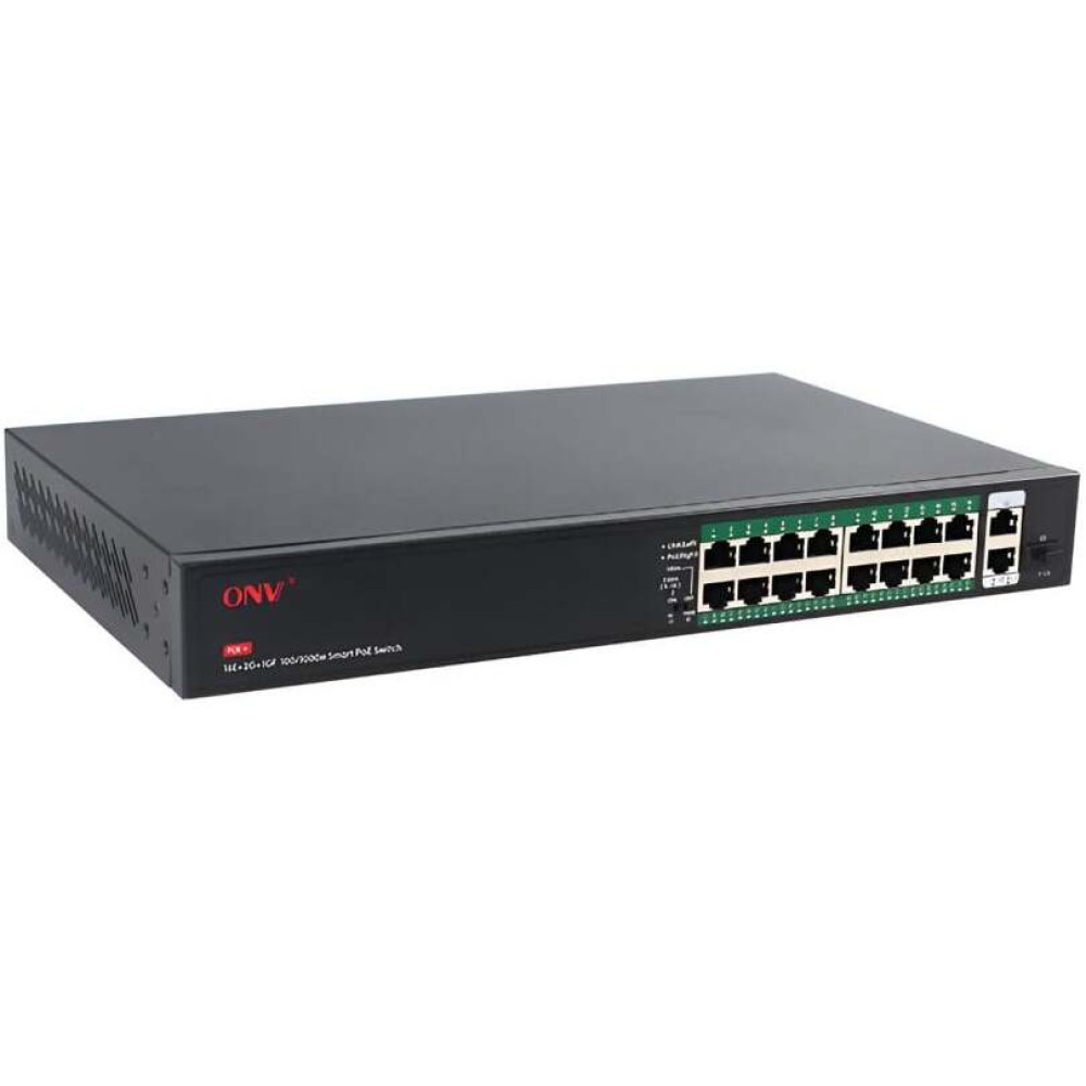 PoE-комутатор некерований 19-портовий ONV ONV-H1016PFD з 16 портами PoE