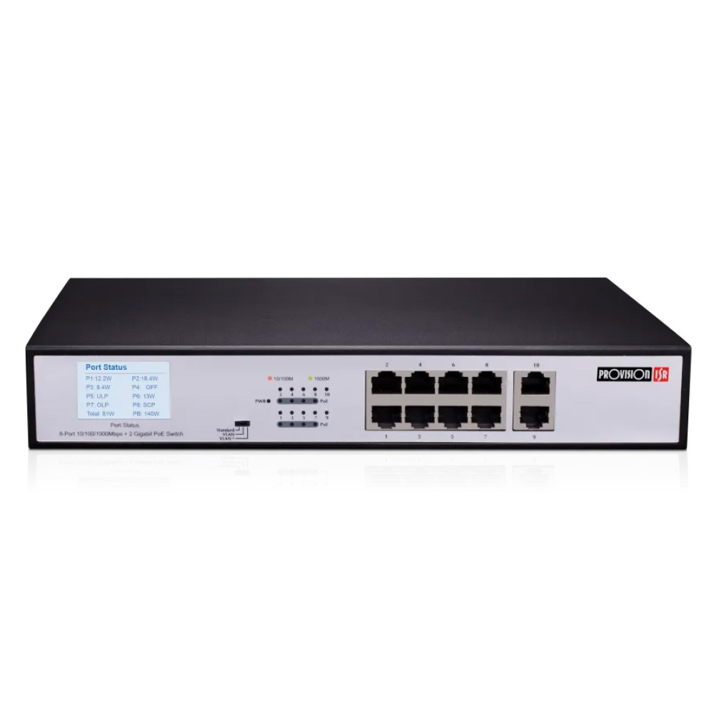 8-портовый PoE-коммутатор Provision-ISR PoES-08120GC+2GI неуправляемый