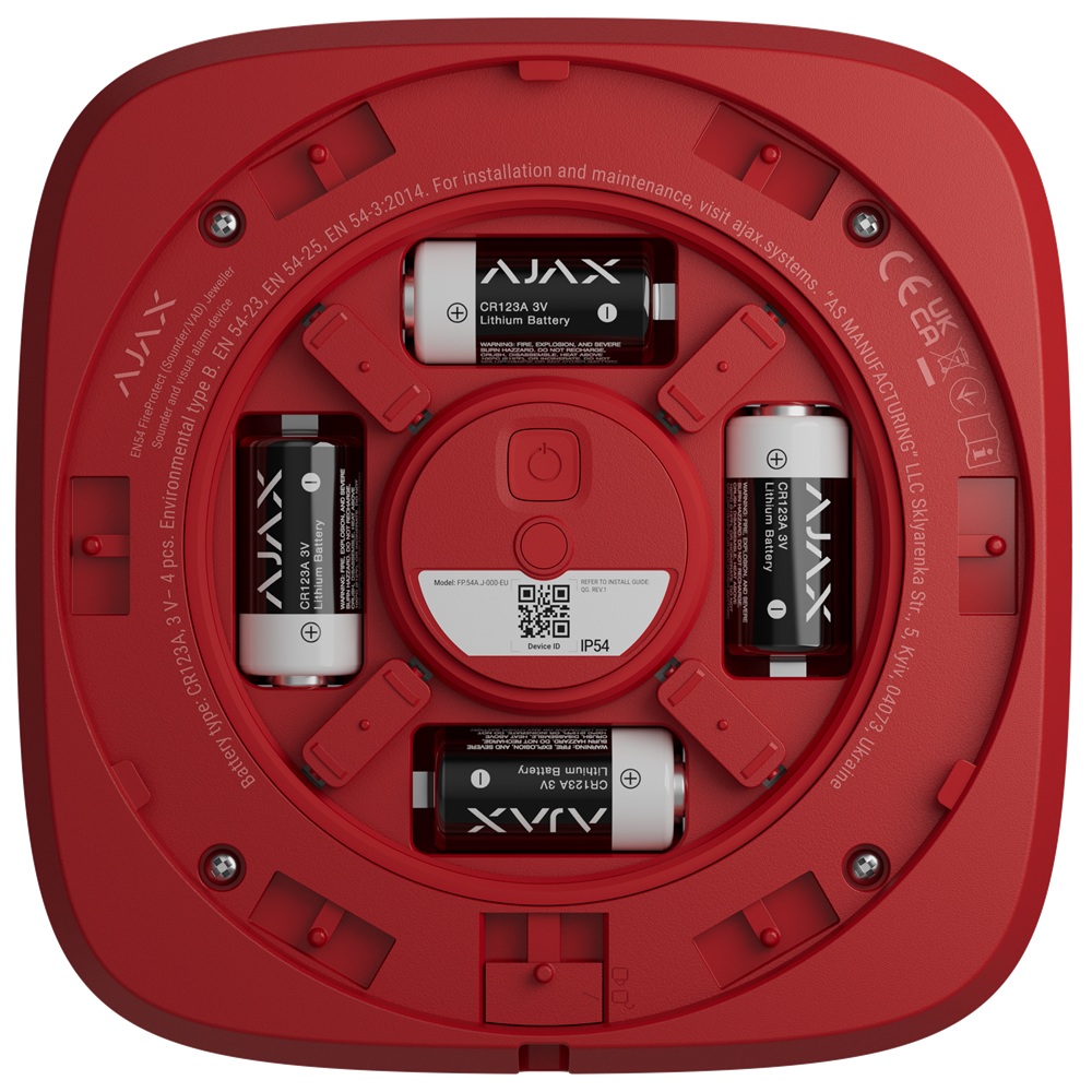 Беспроводной адресный пожарный оповещатель Ajax EN54 FireProtect (Sounder) Jeweller red звуковой (118604.278.RD1)