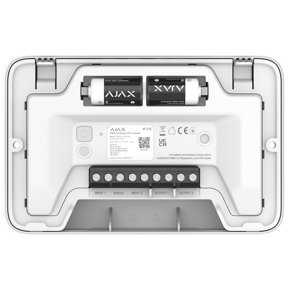 Беспроводной адресный модуль Ajax EN54 I/O Module (2X2) Jeweller white с двумя входами и двумя выходами для пожарной сигнализации (124590.280.WH1)