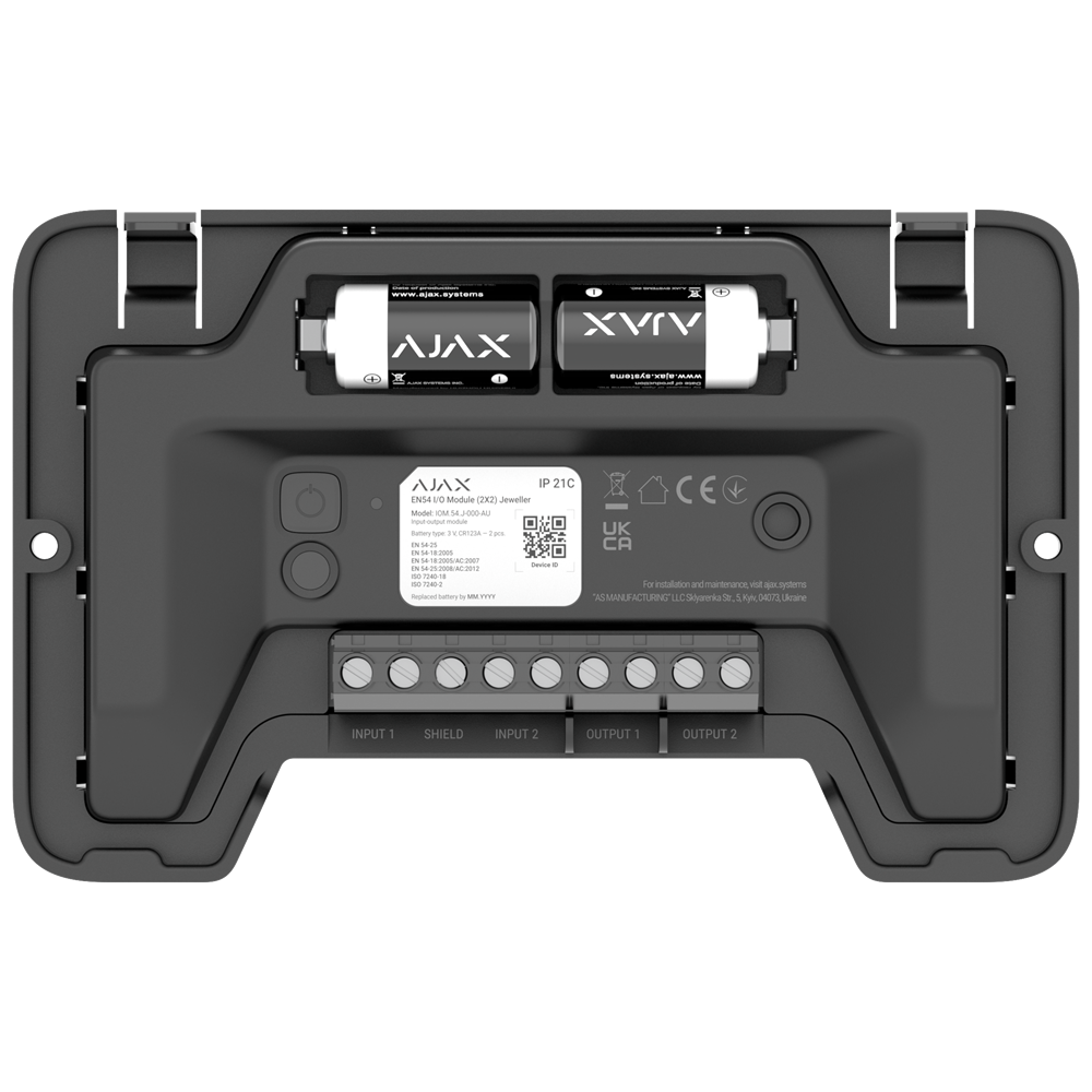 Беспроводной адресный модуль Ajax EN54 I/O Module (2X2) Jeweller black с двумя входами и двумя выходами для пожарной сигнализации (124591.280.BL1)