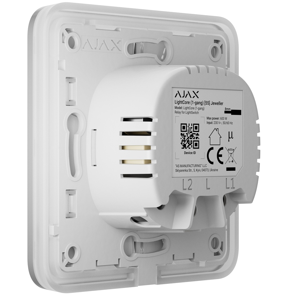 Умный одноклавишный выключатель света Ajax LightSwitch 1-gang Jeweller fog