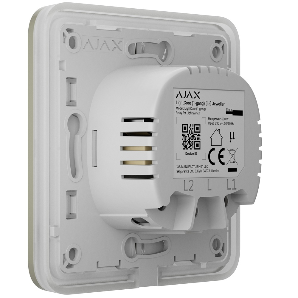 Умный одноклавишный выключатель света Ajax LightSwitch 1-gang Jeweller olive