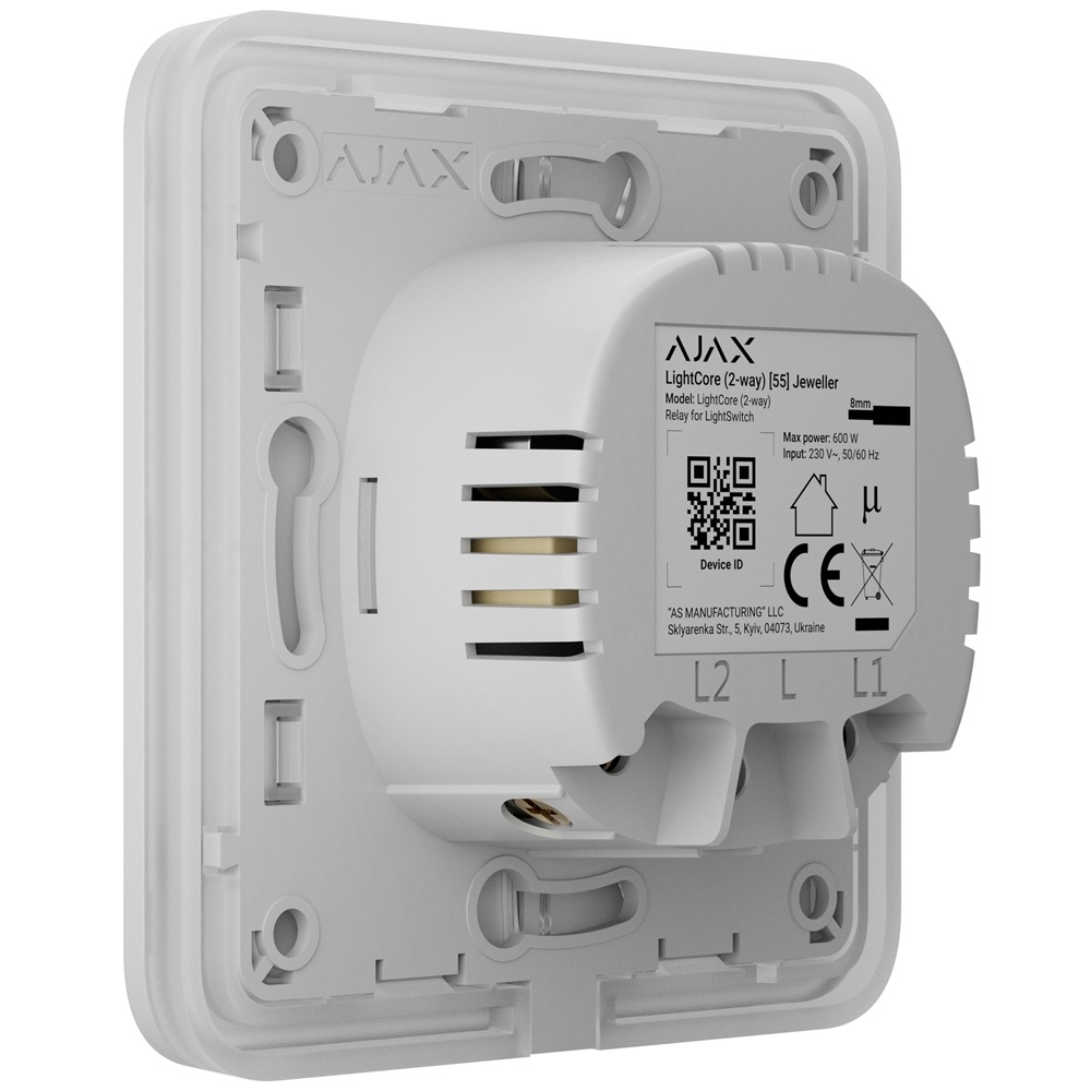 Умный проходной выключатель Ajax LightSwitch 2-way Jeweller white