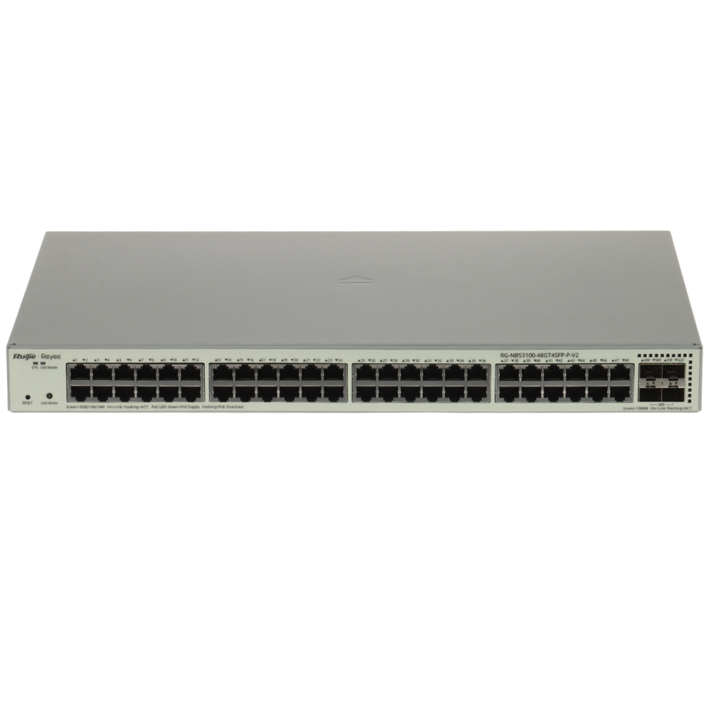 48-портовый управляемый коммутатор Ruijie Reyee RG-NBS3100-48GT4SFP-P-V2
