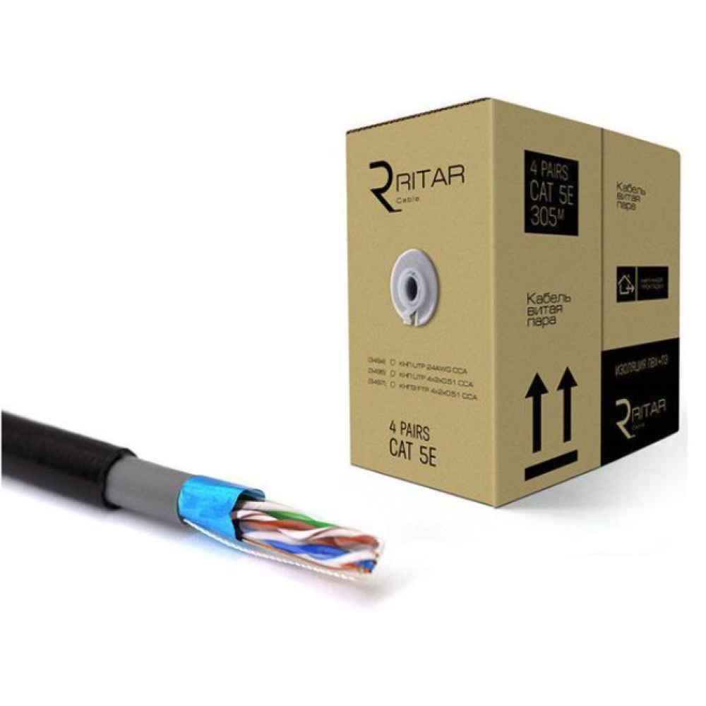 Кабель Ritar КНПЕ FTP (4*2*0.51) 4p 24 AWG ПЕ (305м)