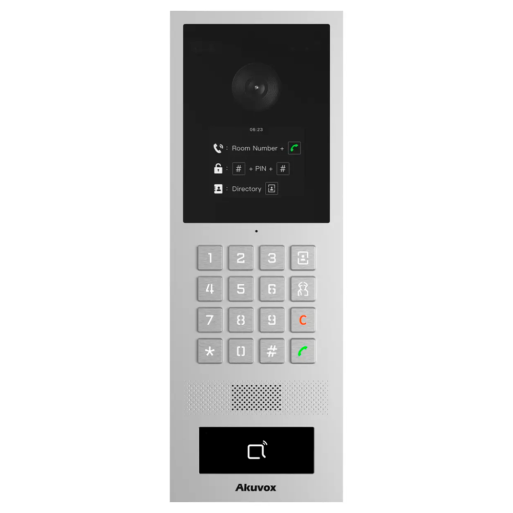 2 МП IP-відеопанель багатоабонентська гібридна зі зчитувачем Akuvox S532 Silver