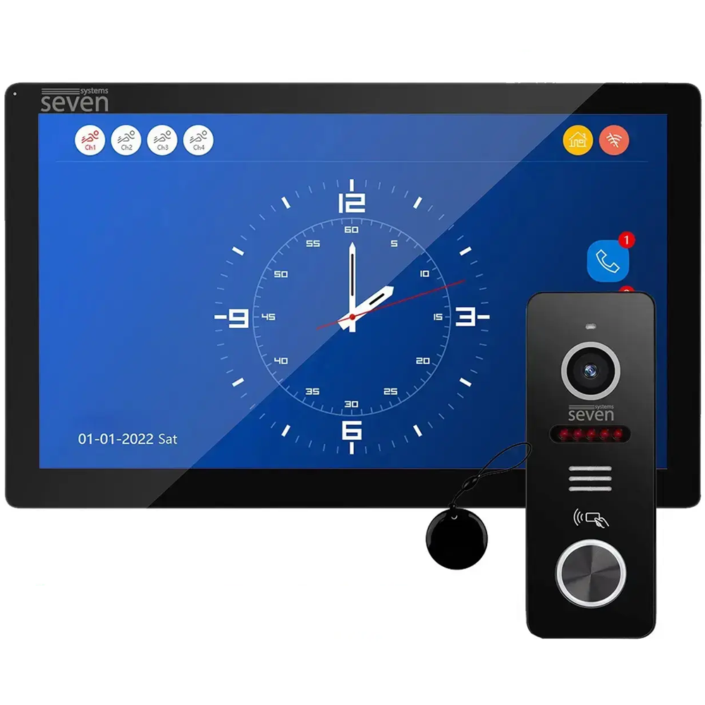 Комплект Wi-Fi домофону SEVEN DP-7517/02Kit black зі зчитувачем карт 