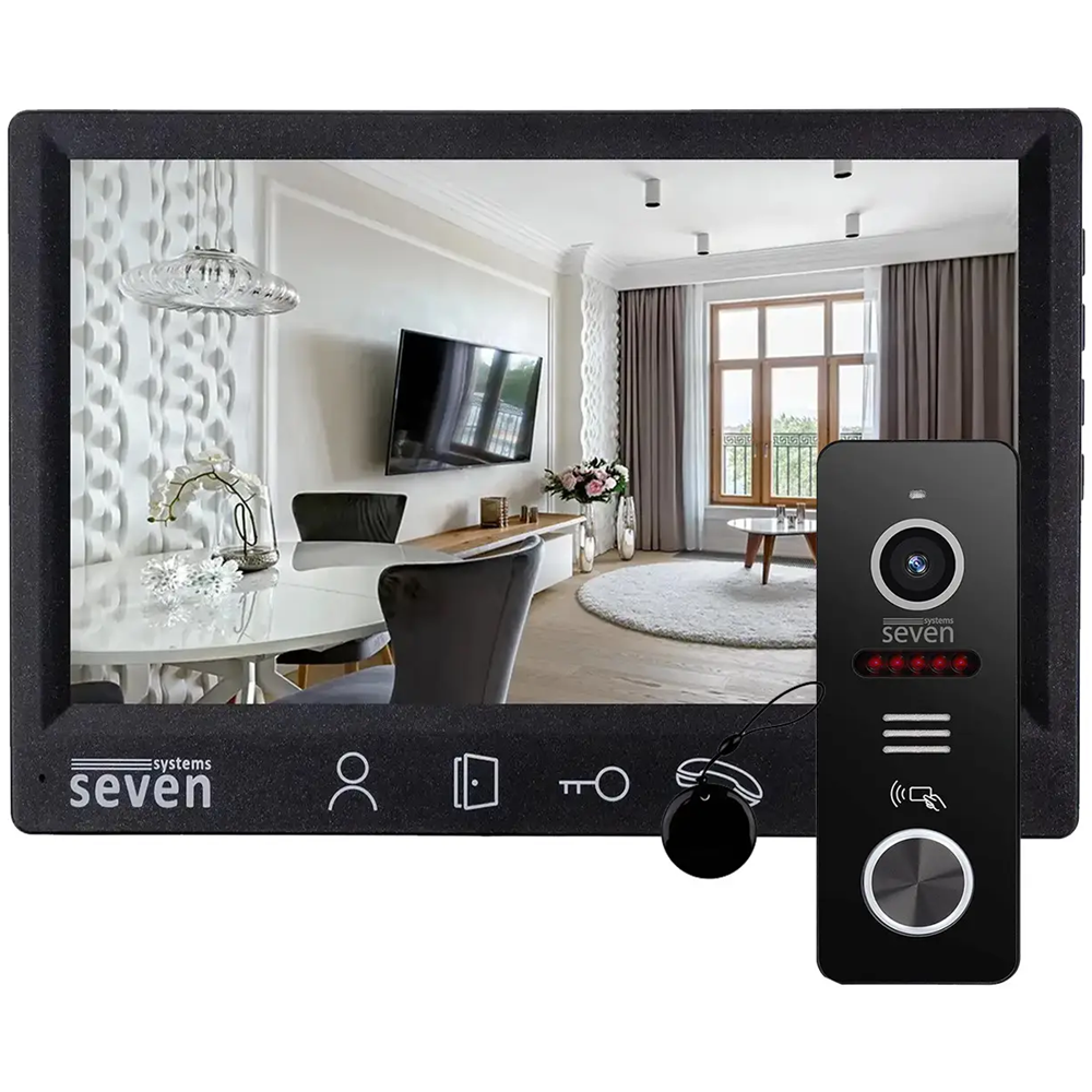 Комплект домофона SEVEN DP-7571/02Kit black со считывателем карт