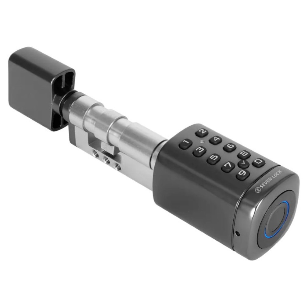 Умный дверной биометрический замок (цилиндр) SEVEN LOCK SL-7773BF black (40-106 мм)