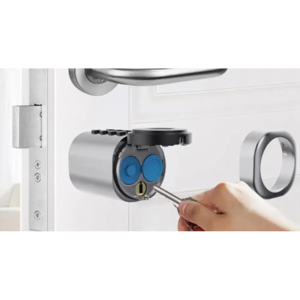 Умный дверной биометрический замок (цилиндр) SEVEN LOCK SL-7773BF black (40-106 мм)