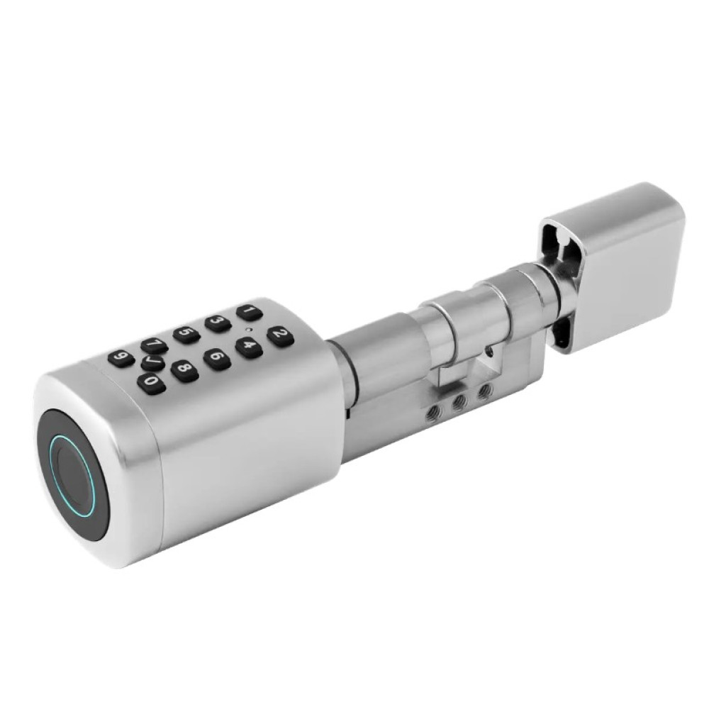 Умный дверной биометрический замок (цилиндр) SEVEN LOCK SL-7773BF silver (40-106 мм)