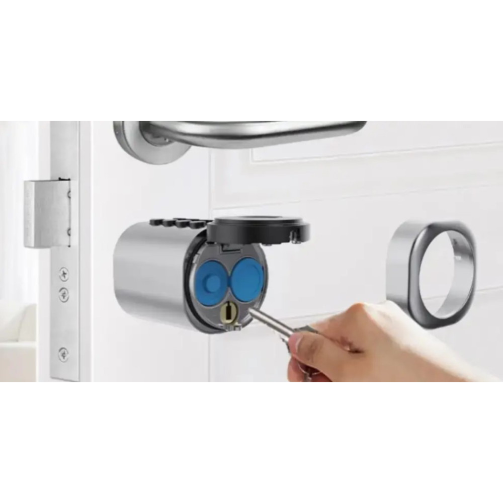 Умный дверной биометрический замок (цилиндр) SEVEN LOCK SL-7773BF silver (40-106 мм)
