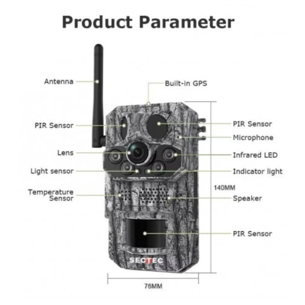 Фотопастка Sectec ST-CH808 GPS (7800mAh, сонячна панель)
