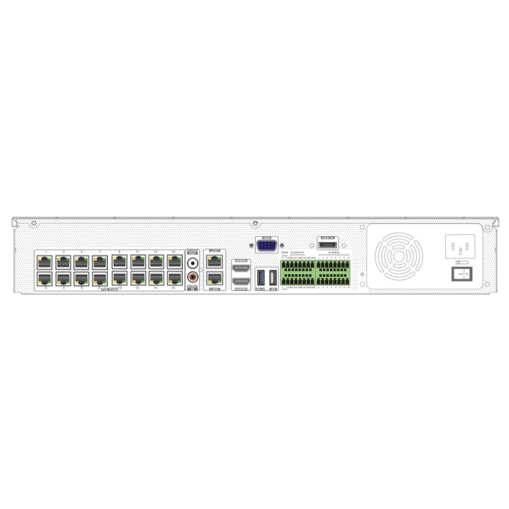 32-канальний IP-відеореєстратор 12Mp TVT TD-3332H4-16P-B2(320-256) з 16 портами PoE