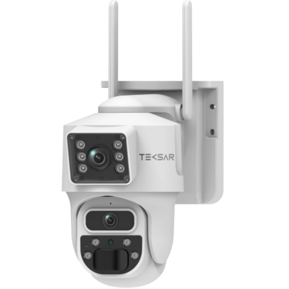 3 Мп двойная PTZ IP-видеокамера Tecsar SCM-2L6M-F-AOV-W-W (2 × 3 Мп) с солнечной панелью и аккумулятором