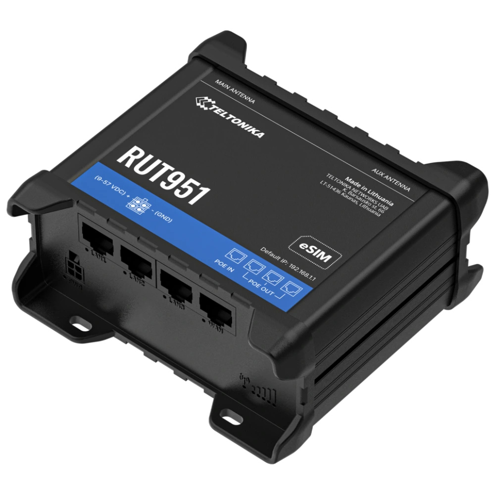 Промышленный маршрутизатор Teltonika RUT951 POE+ (RUT951B10J00) с 4G LTE, Wi-Fi