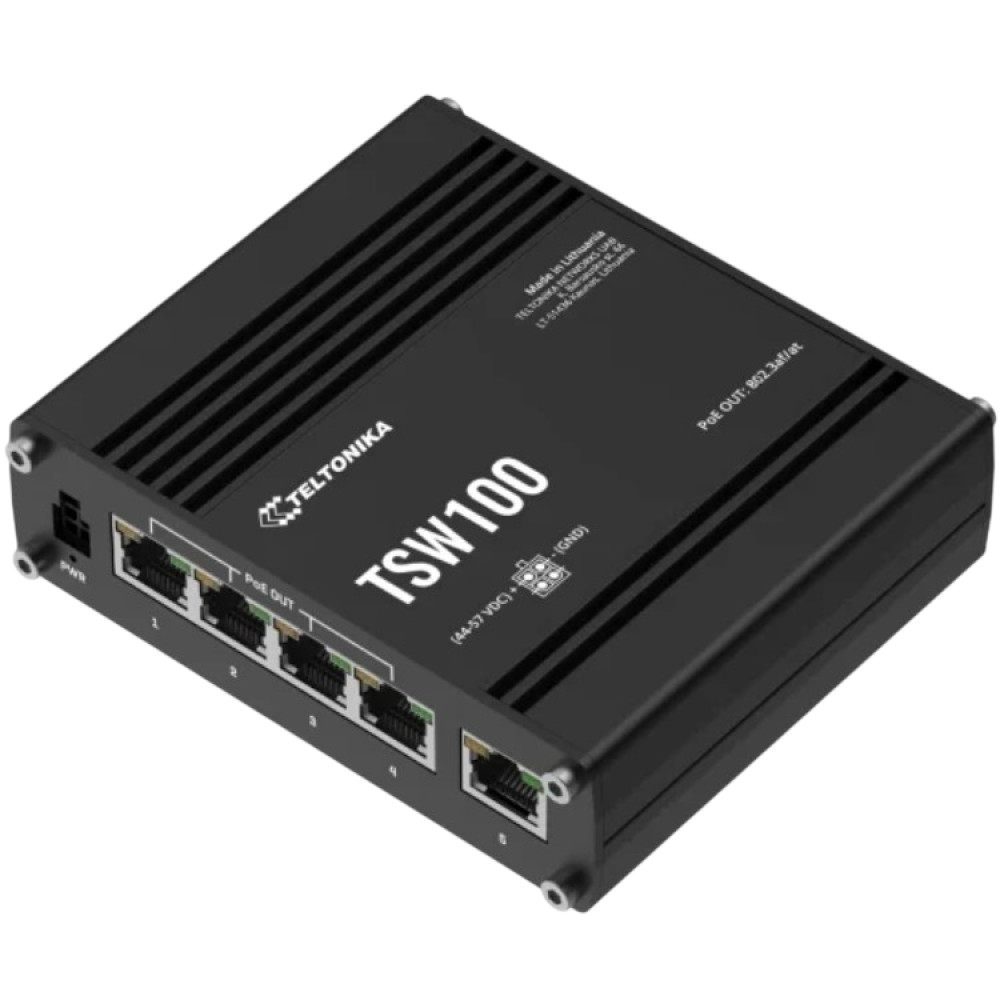 Коммутатор 5 портов неуправляемый Teltonika TSW100 POE+
