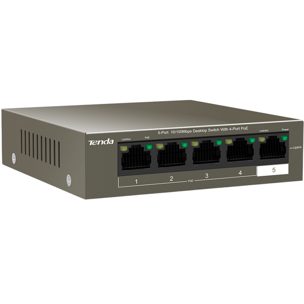 5-портовый коммутатор Tenda TEF1105P-4-63W неуправляемый