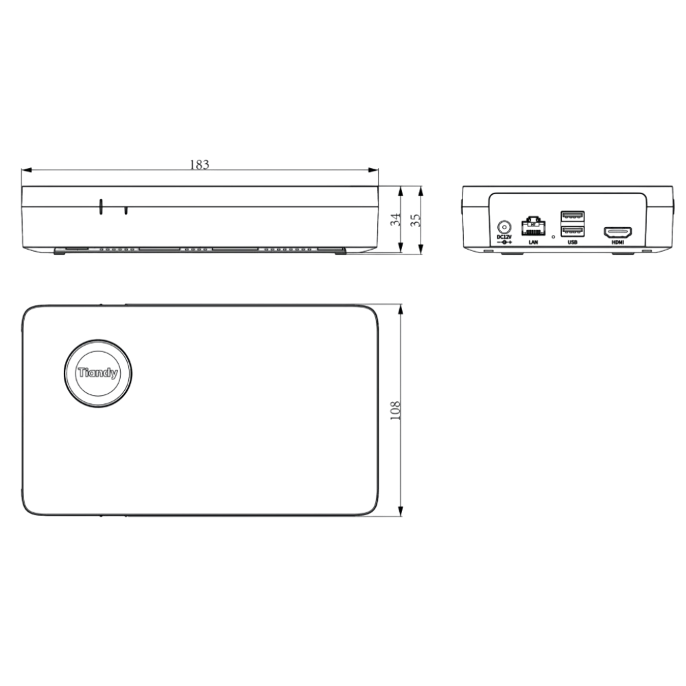 5-канальний NVR-відеореєстратор Tiandy TC-R3105 Spec: I/B/L/S NVR