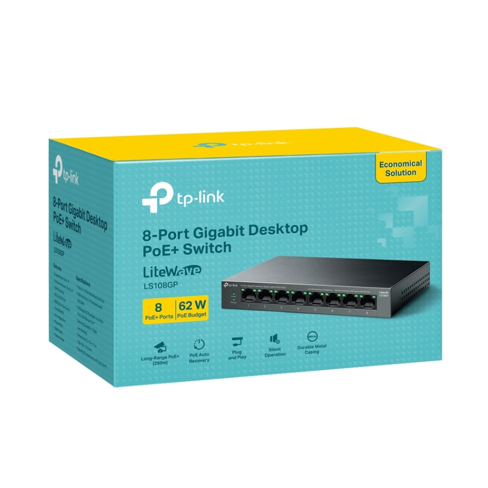 8-портовый PoE-коммутатор TP-Link LS108GP неуправляемый